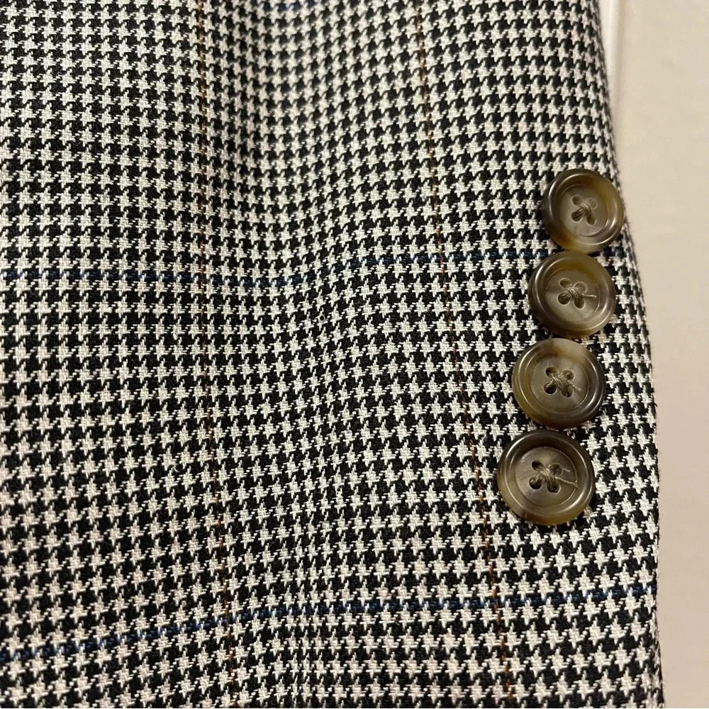 Jos A Bank Men’s 44R Blazer Jacket Houndstooth Silk/Wool Blend Business Career
